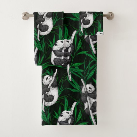 Petits panda sur vert foncé (En situation)