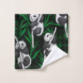 Petits panda sur vert foncé (Gant de toilette)