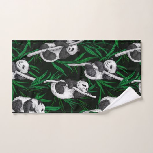 Petits panda sur vert foncé (Serviette à main)