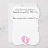 Petits pieds bébé fille douche Invitation (Dos)