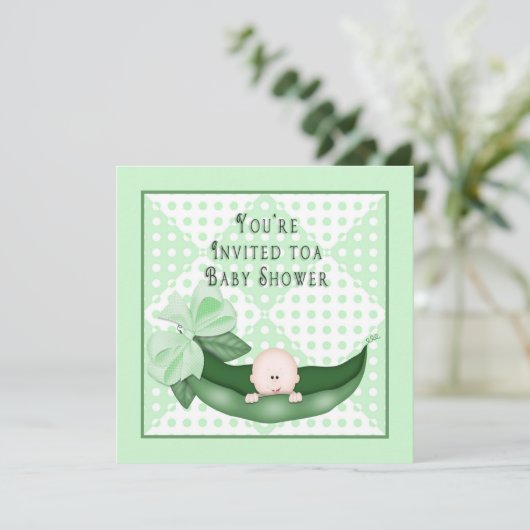 Petits pois doux Invitations de douche pour bébé ( (Debout devant)