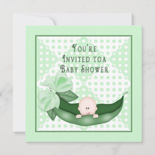 Petits pois doux Invitations de douche pour bébé ( (Devant)