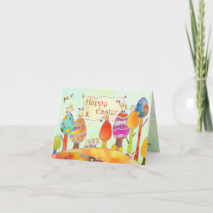 Petits poussins dans la carte de terre de Pâques