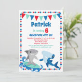 Petits requins Invitation Drôle Anniversaire Fête (Debout devant)