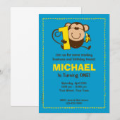Petits singes 1er anniversaire Invitations personn (Devant / Derrière)