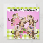 Petits singes Anniversaire Dormir Invitations (Devant)