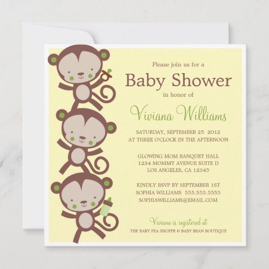 PETITS SINGES DE SURPRISE| INVITATION BABY SHOWER (Devant)
