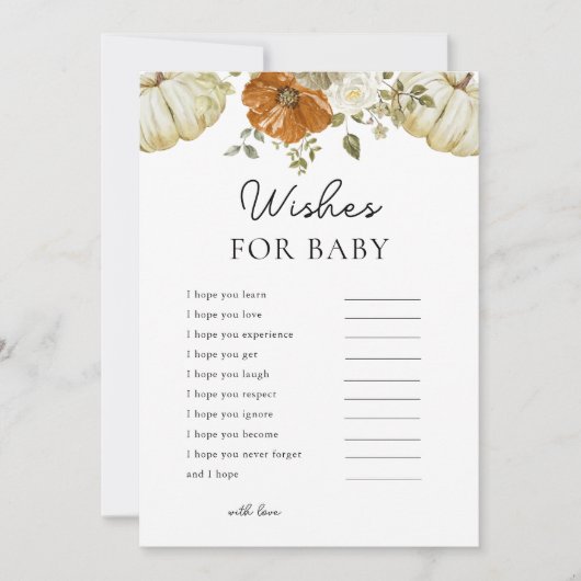 Petits Voeux Citrouilles Pour Baby shower Carte De (Devant)