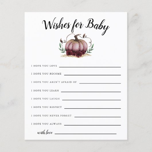 Petits voeux Citrouilles roses pour la carte bébé (Devant)