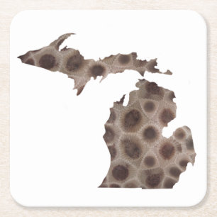 Petoskey Stone Michigan staat steen fossiel Vierkante Kartonnen Onderzetter