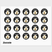 Petri-fried Grappig Gebakken Ei Pun Donker BG Ronde Sticker (Vel)