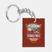 Petrified Forest National Park Illustratie Retro Sleutelhanger (Voorkant Links)