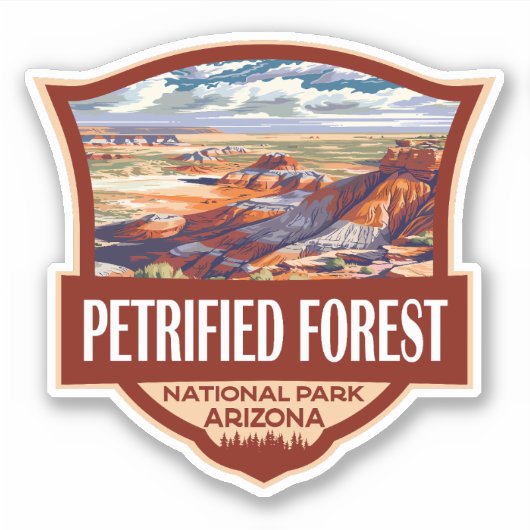 Petrified Forest National Park Illustratie Retro Sticker (Voorkant)