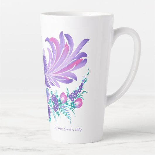 Petrikivka Ukrainienne Art. Aquarelles. Tasse latt (Droite)