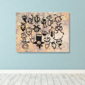 petroglyph-collecties maskers en -koppen canvas afdruk (Insitu (Houten vloer))