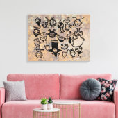 petroglyph-collecties maskers en -koppen canvas afdruk (Insitu (Woonkamer))