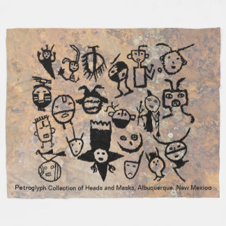 petroglyph-collecties maskers en -koppen fleece deken
