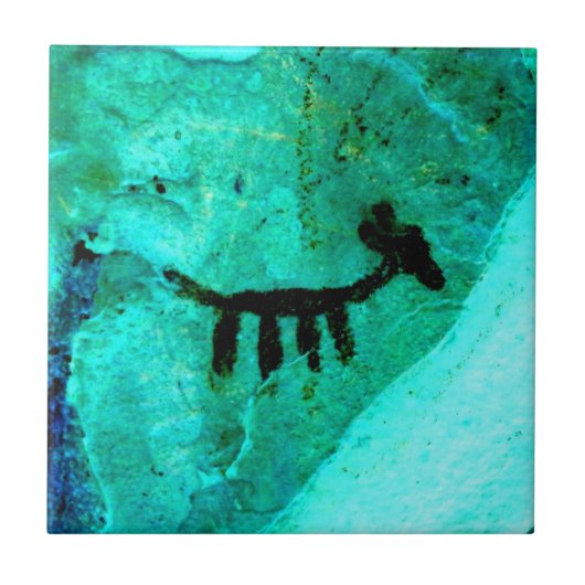 petroglyph op groen tegel tegeltje (Voorkant)
