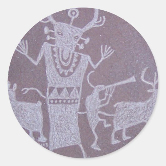 petroglyph ronde sticker (Voorkant)