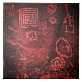 Pétroglyphes Écrits de la grotte Hopi Art Carreau