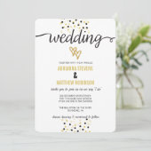 Pétrole d'or et Dots de Confetti Noir Invitation d (Debout devant)