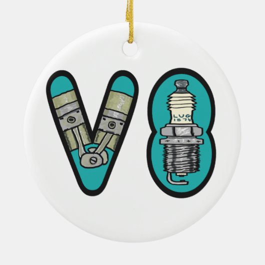 Petrolhead V8 Auto Enthusiast Keramisch Ornament (Achterkant)