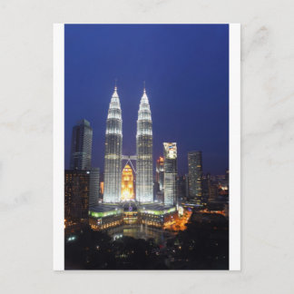 Petronas Towers verlicht in de nacht Kuala Lumpur Briefkaart