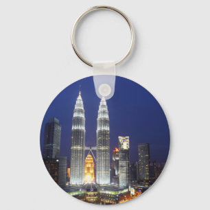 Petronas Towers verlicht in de nacht Kuala Lumpur Sleutelhanger