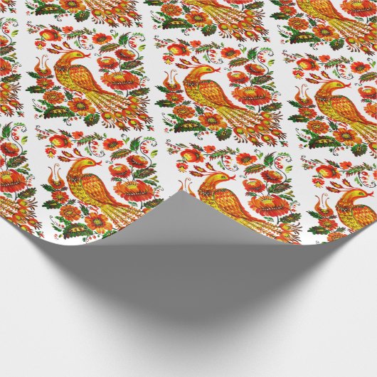 Petrykivka oekraïnse vuurvogel cadeaupapier (Hoek)