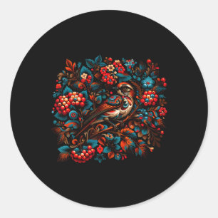 Petrykivka vogel pracht Oekraïne Schilderen 1 Ronde Sticker