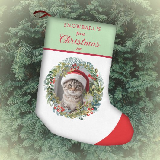 Pet's eerste kerst Waterverf krans Kleine Kerstsok