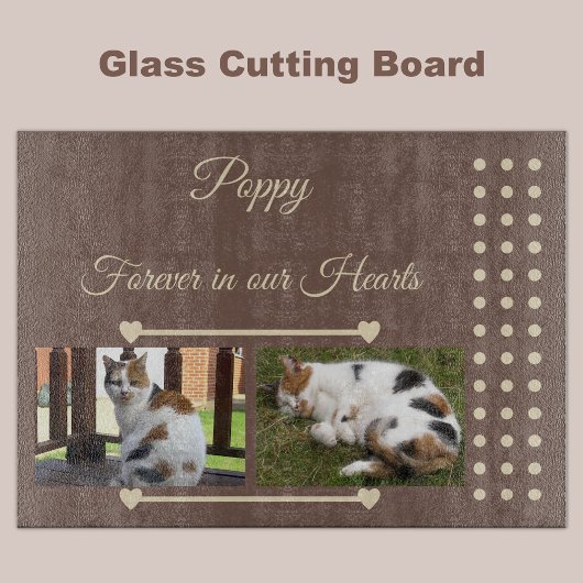 Pets Forever bruin en roomfotoglas Snijplank