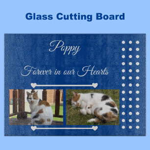 Pets Forever diep blauw en wit fotoglas Snijplank