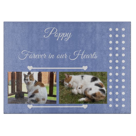 Pets Forever paars en wit fotoglas Snijplank (Voorkant)