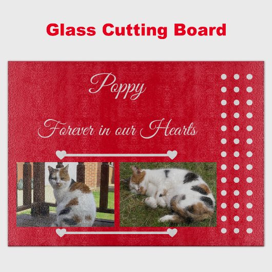 Pets Forever rood en wit fotoglas Snijplank