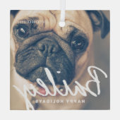 Pet's Kerstmis Simple Happy Holiday Greeting Glas Ornament (Achterkant)