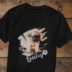 Pet's Modern Simple Cool Typography Naam en foto T-shirt