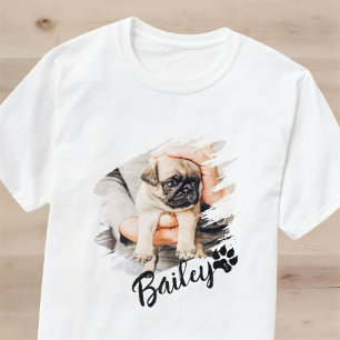 Pet's Modern Simple Cool Typography Naam en foto T-shirt