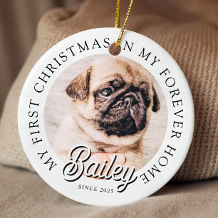 Pet's My First Christmas in Forever Home Modern Keramisch Ornament