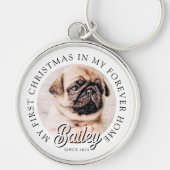 Pet's My First Christmas in Forever Home Modern Sleutelhanger (Voorkant)