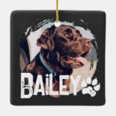 Pet's Simple Modern Cool Grunge Naam en foto Keramisch Ornament (Achterkant)