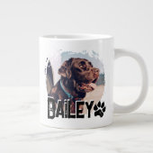 Pet's Simple Modern Cool Grunge Name and Photo Extra Grote Beker (Rechts)