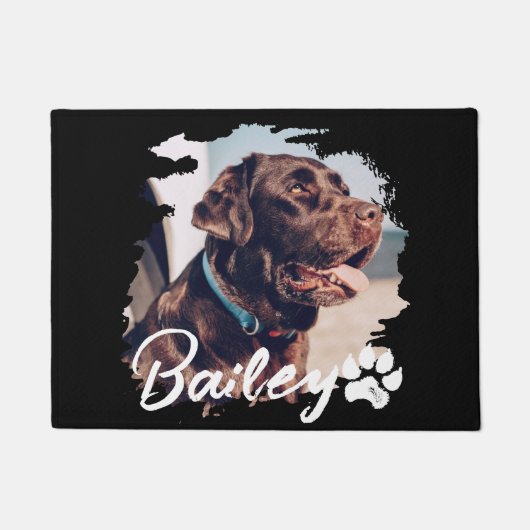 Pet's Simple Modern Cool Typografie Naam en foto Deurmat (Voorkant)