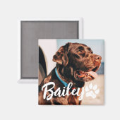 Pet's Simple Modern Cool Typografie Naam en foto Magneet (Voorkant / Achterkant)