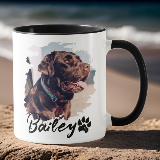 Pet's Simple Modern Cool Typografie Naam en foto Mok
