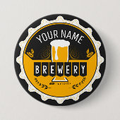 Petten bast brouwerijbier ronde button 7,6 cm (Voorkant)