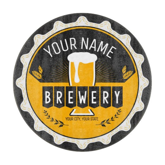 Petten bast brouwerijbier snijplank (Voorkant)