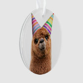 Petten van Alpaca Wearing Party Ornament (voorkant)
