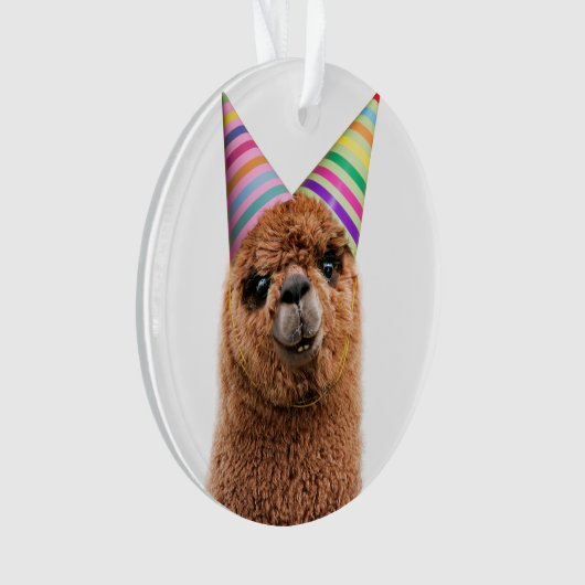 Petten van Alpaca Wearing Party Ornament (voorkant)