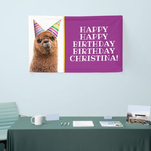 Petten van Alpaca Wearing Party Spandoek (Beurs)